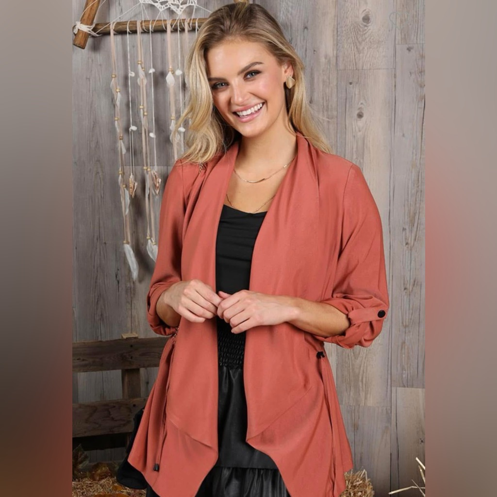 Rust Orange Open Front Utility Blazer Nwt Size Small